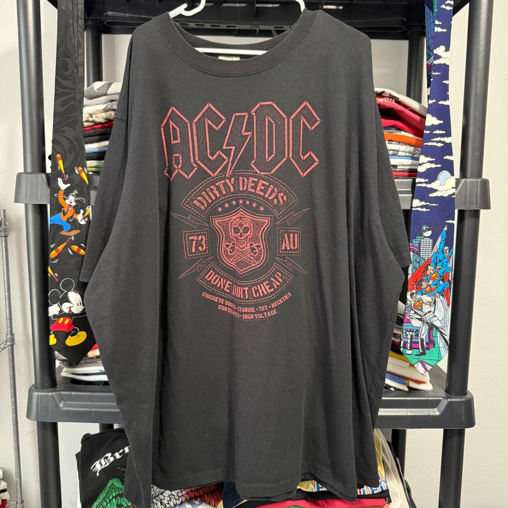 Y2K Black AC/DC Dirty Deeds Done Dirt Cheap Liquid Blue Tee 5XL Big